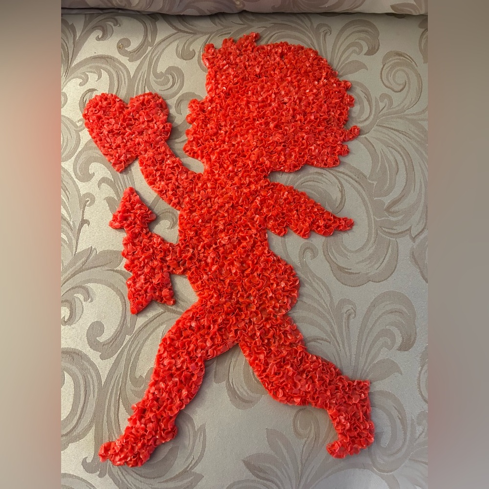 Vintage Valentine’s Day Melted Plastic Popcorn Plastic Cupid, Holiday Decor